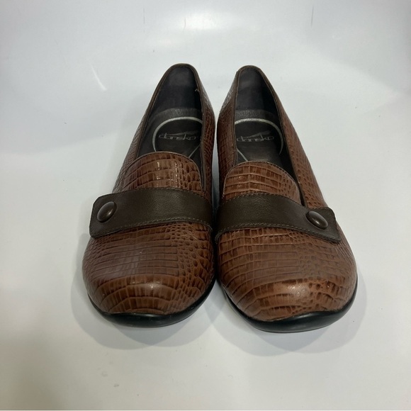 Dansko Olena loafers brown alligator embossed leather black size 38 7.5 - Picture 2 of 7